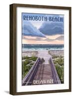 Rehoboth Beach, Delaware - Beach Boardwalk Scene-Lantern Press-Framed Art Print