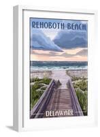 Rehoboth Beach, Delaware - Beach Boardwalk Scene-Lantern Press-Framed Art Print