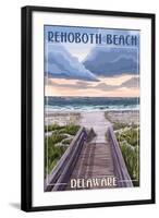 Rehoboth Beach, Delaware - Beach Boardwalk Scene-Lantern Press-Framed Art Print