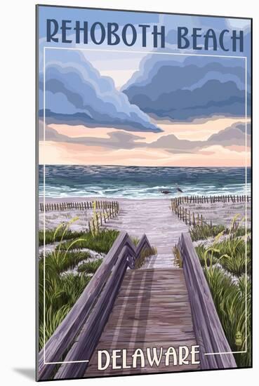 Rehoboth Beach, Delaware - Beach Boardwalk Scene-Lantern Press-Mounted Art Print
