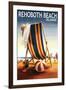 Rehoboth Beach, Delaware - Beach Chair and Ball-Lantern Press-Framed Art Print