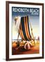 Rehoboth Beach, Delaware - Beach Chair and Ball-Lantern Press-Framed Art Print