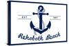 Rehoboth Beach, Delaware - Blue and White Anchor-Lantern Press-Stretched Canvas