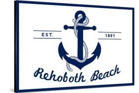 Rehoboth Beach, Delaware - Blue and White Anchor-Lantern Press-Stretched Canvas