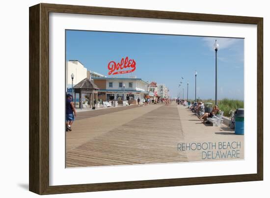 Rehoboth Beach, Delaware - Boardwalk-Lantern Press-Framed Art Print