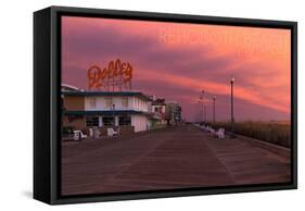 Rehoboth Beach, Delaware - Dolles and Sunset-Lantern Press-Framed Stretched Canvas