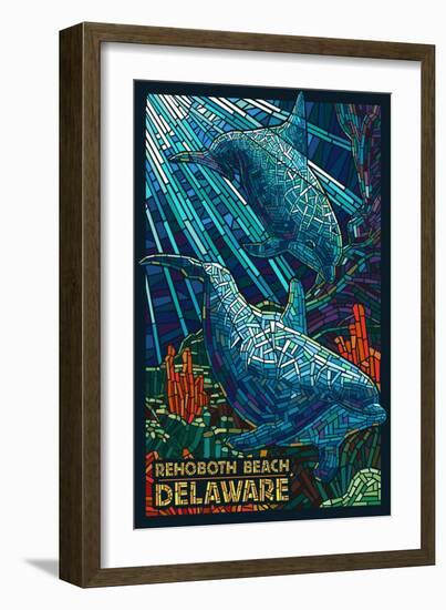 Rehoboth Beach, Delaware - Dolphin Mosaic-Lantern Press-Framed Art Print