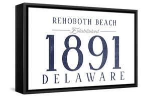 Rehoboth Beach, Delaware - Established Date (Blue)-Lantern Press-Framed Stretched Canvas