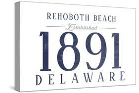 Rehoboth Beach, Delaware - Established Date (Blue)-Lantern Press-Stretched Canvas