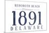 Rehoboth Beach, Delaware - Established Date (Blue)-Lantern Press-Mounted Art Print