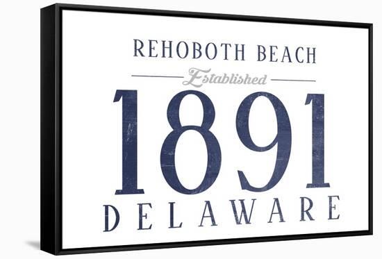 Rehoboth Beach, Delaware - Established Date (Blue)-Lantern Press-Framed Stretched Canvas