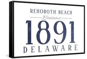 Rehoboth Beach, Delaware - Established Date (Blue)-Lantern Press-Framed Stretched Canvas