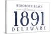 Rehoboth Beach, Delaware - Established Date (Blue)-Lantern Press-Stretched Canvas