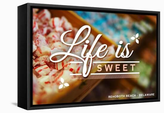 Rehoboth Beach, Delaware - Life is Sweet - Rows of Candy-Lantern Press-Framed Stretched Canvas