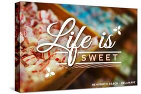 Rehoboth Beach, Delaware - Life is Sweet - Rows of Candy-Lantern Press-Stretched Canvas