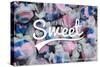 Rehoboth Beach, Delaware - Life is Sweet - Taffy Collage Sentiment-Lantern Press-Stretched Canvas