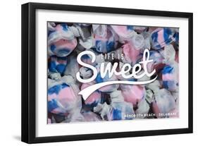 Rehoboth Beach, Delaware - Life is Sweet - Taffy Collage Sentiment-Lantern Press-Framed Art Print