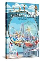 Rehoboth Beach, Delaware - Montage-Lantern Press-Stretched Canvas