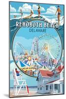 Rehoboth Beach, Delaware - Montage-Lantern Press-Mounted Art Print