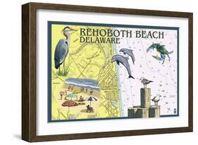 Rehoboth Beach, Delaware - Nautical Chart-Lantern Press-Framed Art Print