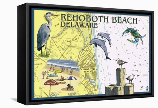 Rehoboth Beach, Delaware - Nautical Chart-Lantern Press-Framed Stretched Canvas