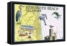 Rehoboth Beach, Delaware - Nautical Chart-Lantern Press-Framed Stretched Canvas