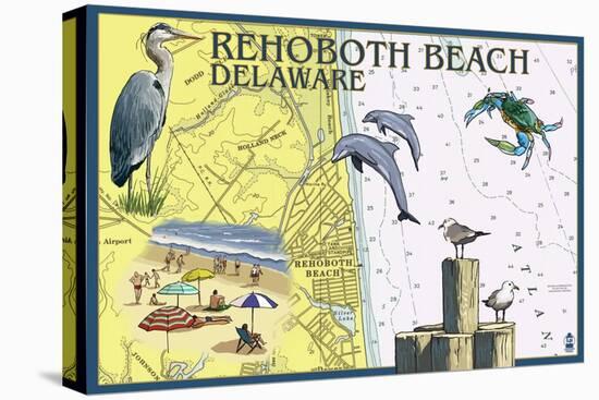 Rehoboth Beach, Delaware - Nautical Chart-Lantern Press-Stretched Canvas