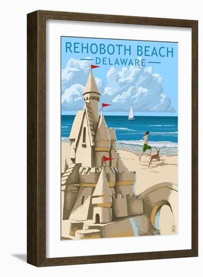 Rehoboth Beach, Delaware - Sandcastle-Lantern Press-Framed Art Print