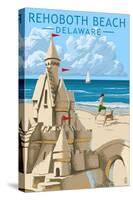 Rehoboth Beach, Delaware - Sandcastle-Lantern Press-Stretched Canvas