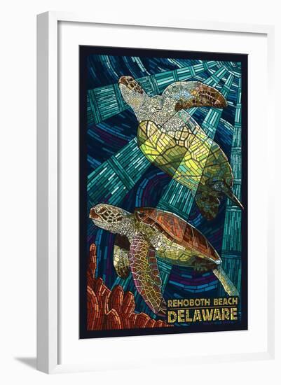 Rehoboth Beach, Delaware - Sea Turtle Mosaic-Lantern Press-Framed Art Print