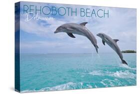 Rehoboth, Delaware - Jumping Dolphins - Photography-Lantern Press-Stretched Canvas