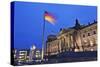 Reichstag and German Flags at Night, Mitte, Berlin, Germany, Europe-Markus Lange-Stretched Canvas