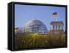 Reichstag, Glass Dome on Top and German Flags, Berlin, Germany, Europe-Gavin Hellier-Framed Stretched Canvas