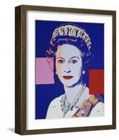 Reigning Queens: Queen Elizabeth II of the United Kingdom, 1985 (blue)-Andy Warhol-Framed Art Print