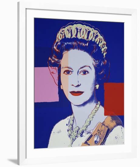 Reigning Queens: Queen Elizabeth II of the United Kingdom, 1985 (blue)-Andy Warhol-Framed Art Print
