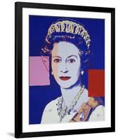 Reigning Queens: Queen Elizabeth II of the United Kingdom, 1985 (blue)-Andy Warhol-Framed Art Print