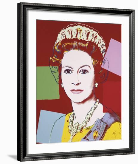 Reigning Queens: Queen Elizabeth II of the United Kingdom, 1985 (dark outline)-Andy Warhol-Framed Art Print