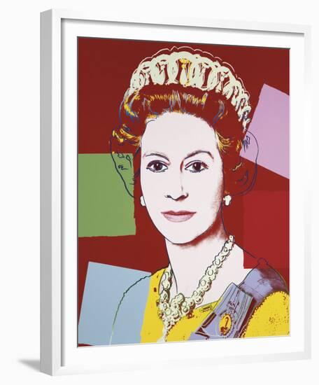 Reigning Queens: Queen Elizabeth II of the United Kingdom, 1985 (dark outline)-Andy Warhol-Framed Art Print