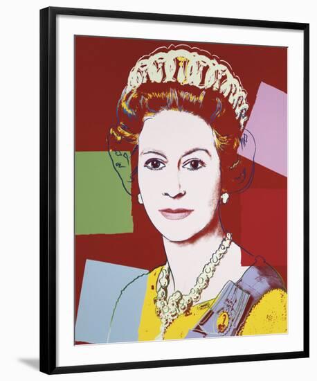 Reigning Queens: Queen Elizabeth II of the United Kingdom, c.1985 (Dark Outline)-Andy Warhol-Framed Giclee Print