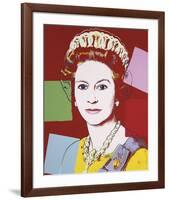 Reigning Queens: Queen Elizabeth II of the United Kingdom, c.1985 (Dark Outline)-Andy Warhol-Framed Giclee Print