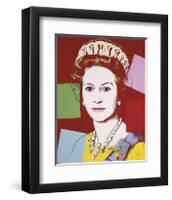 Reigning Queens: Queen Elizabeth II of the United Kingdom, c.1985 (Dark Outline)-Andy Warhol-Framed Giclee Print