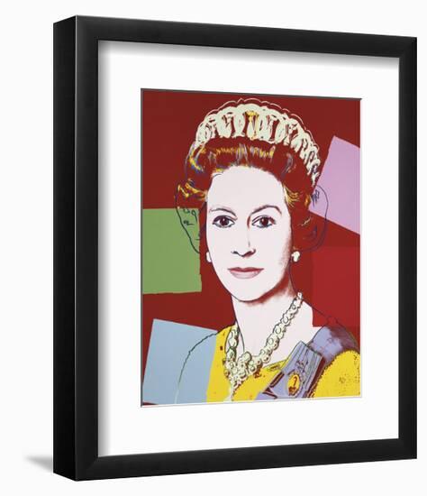 Reigning Queens: Queen Elizabeth II of the United Kingdom, c.1985 (Dark Outline)-Andy Warhol-Framed Giclee Print