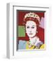 Reigning Queens: Queen Elizabeth II of the United Kingdom, c.1985 (Dark Outline)-Andy Warhol-Framed Giclee Print