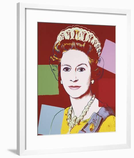 Reigning Queens: Queen Elizabeth II of the United Kingdom, c.1985 (Dark Outline)-Andy Warhol-Framed Giclee Print