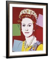 Reigning Queens: Queen Elizabeth II of the United Kingdom, c.1985 (Dark Outline)-Andy Warhol-Framed Giclee Print