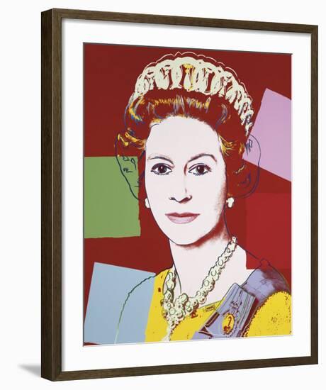 Reigning Queens: Queen Elizabeth II of the United Kingdom, c.1985 (Dark Outline)-Andy Warhol-Framed Giclee Print