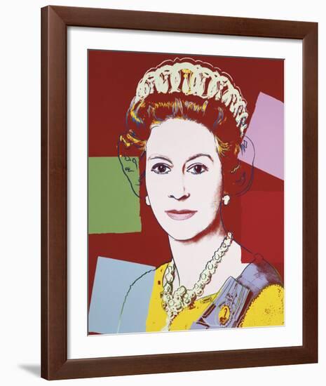 Reigning Queens: Queen Elizabeth II of the United Kingdom, c.1985 (Dark Outline)-Andy Warhol-Framed Giclee Print