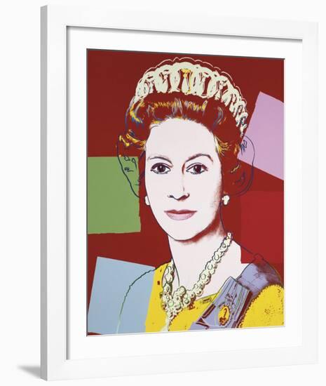 Reigning Queens: Queen Elizabeth II of the United Kingdom, c.1985 (Dark Outline)-Andy Warhol-Framed Giclee Print