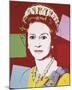 Reigning Queens: Queen Elizabeth II of the United Kingdom, c.1985 (Dark Outline)-Andy Warhol-Mounted Giclee Print