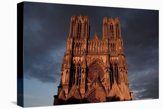 Reims Cathedral France west front-Charles Bowman-Stretched Canvas